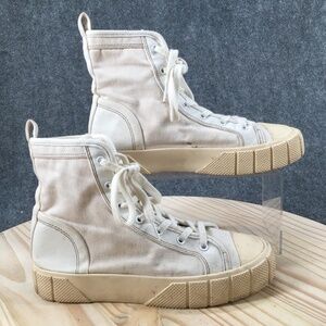 NWOT Zara Chunky High-Top Sneakers in Off-White Canvas Womens 39/8.5